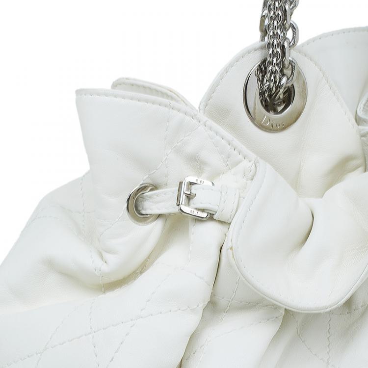 Pre Owned Dior White Quilted Cannage Leather Le Trente Hobo