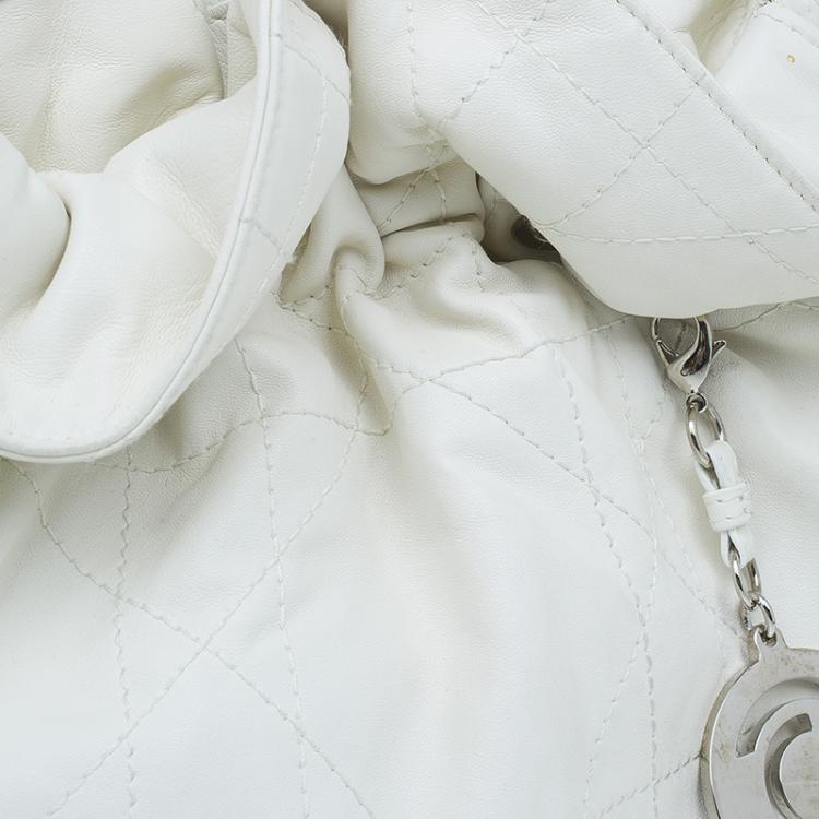 Pre Owned Dior White Quilted Cannage Leather Le Trente Hobo