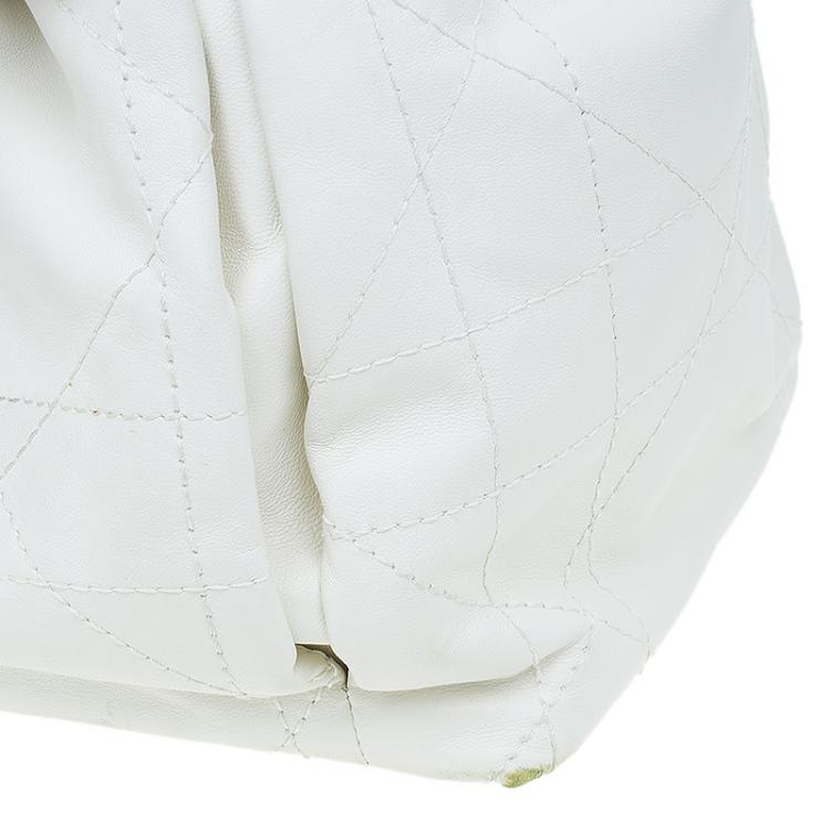 Pre Owned Dior White Quilted Cannage Leather Le Trente Hobo