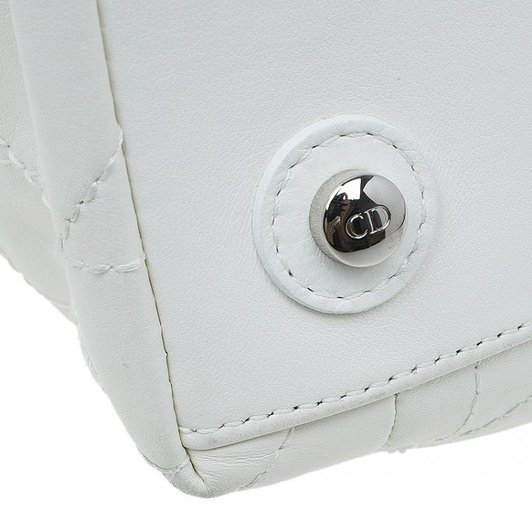 Pre Owned Dior White Quilted Cannage Leather Le Trente Hobo