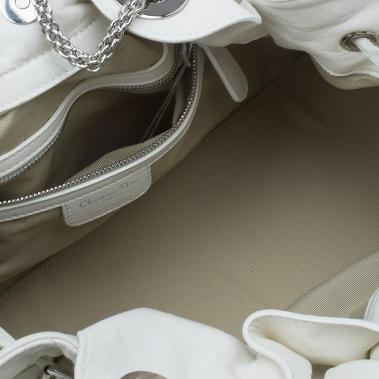 Pre Owned Dior White Quilted Cannage Leather Le Trente Hobo