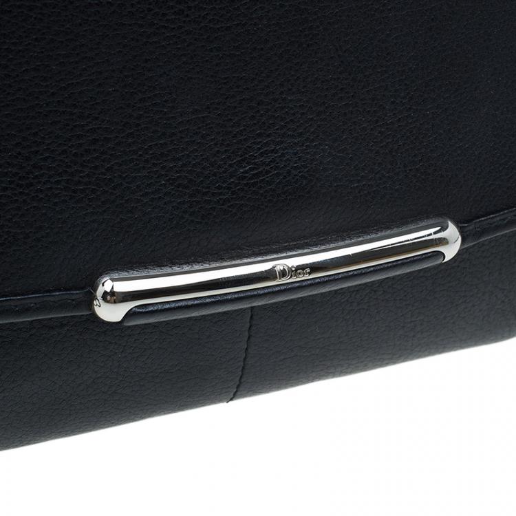 Pre Owned Dior Black Leather Oversized Wristlet Clutch