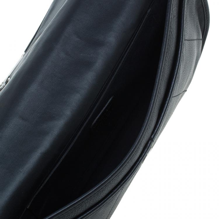 Pre Owned Dior Black Leather Oversized Wristlet Clutch