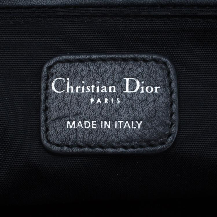 Pre Owned Dior Black Leather Oversized Wristlet Clutch