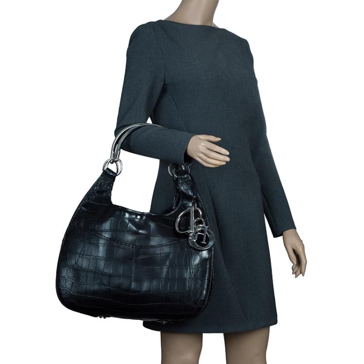 Pre Owned Dior Black Crocodile Leather 61 Tote