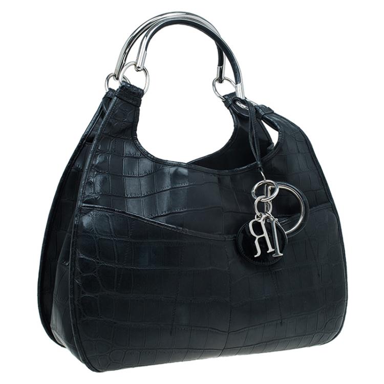 Pre Owned Dior Black Crocodile Leather 61 Tote