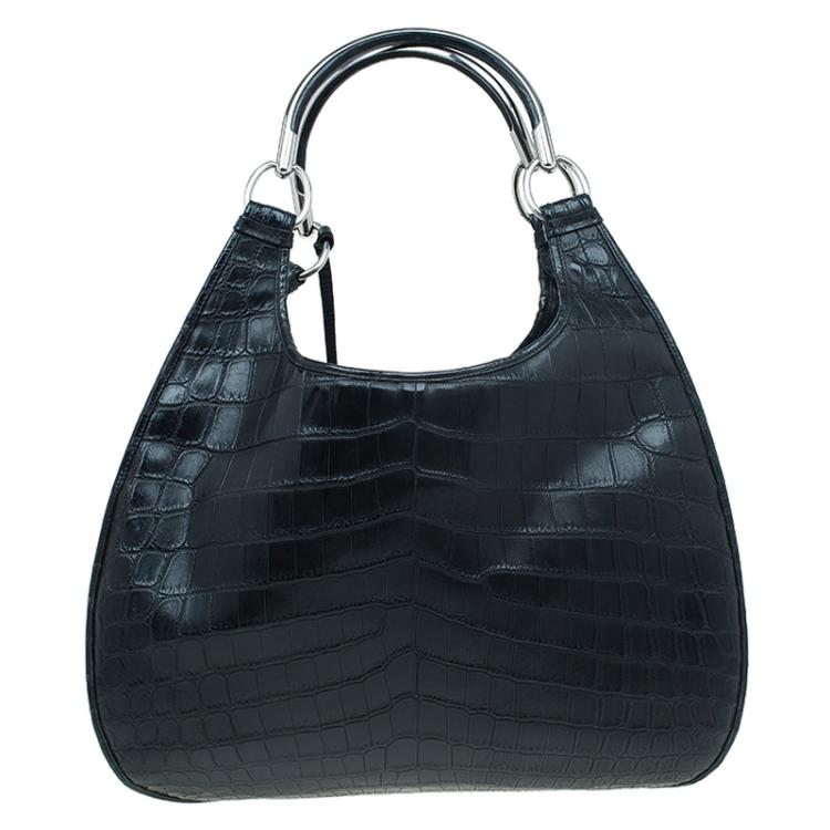 Pre Owned Dior Black Crocodile Leather 61 Tote
