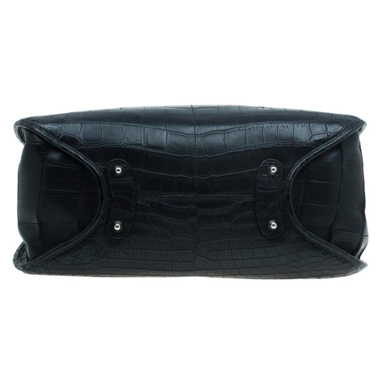 Pre Owned Dior Black Crocodile Leather 61 Tote