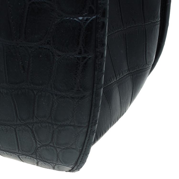 Pre Owned Dior Black Crocodile Leather 61 Tote