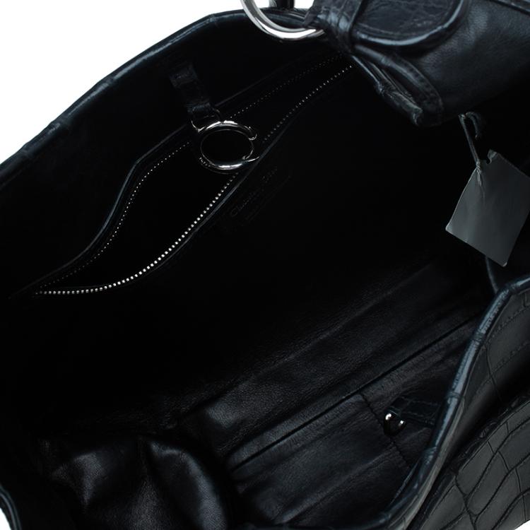 Pre Owned Dior Black Crocodile Leather 61 Tote