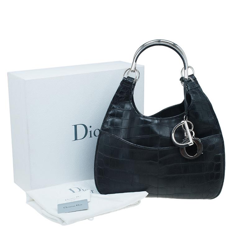 Pre Owned Dior Black Crocodile Leather 61 Tote