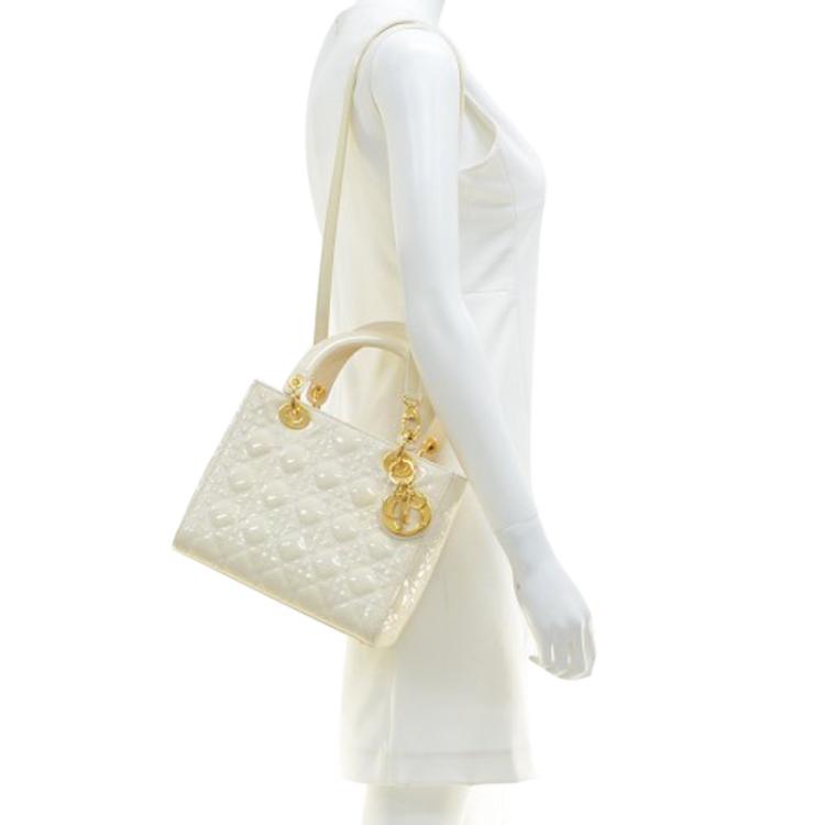 Christian Dior Patent Medium Lady Dior Bag