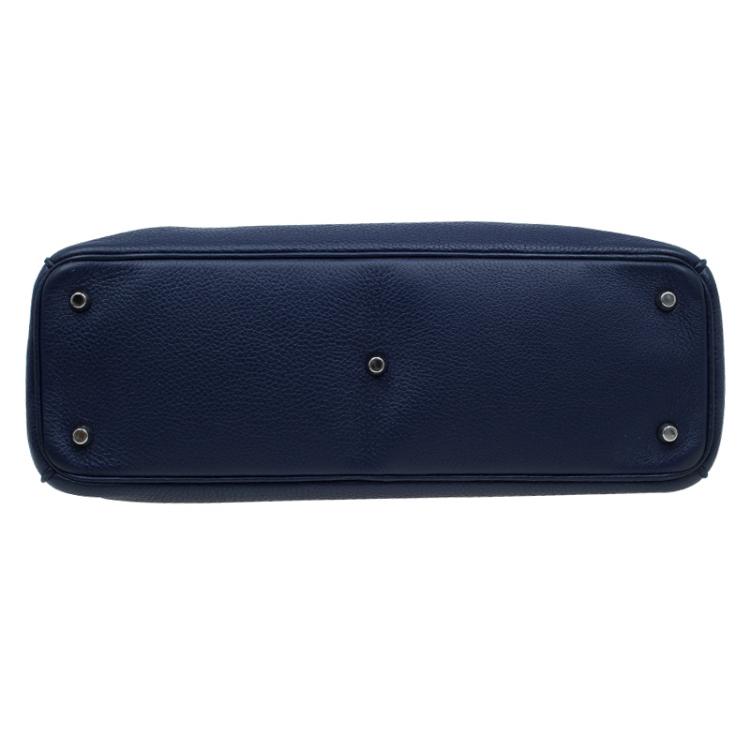 Pre Owned Dior Dark Blue Pebbled Leather Large Diorissimo Shopper Tote