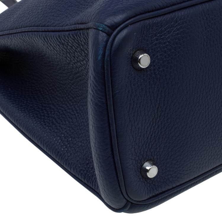 Pre Owned Dior Dark Blue Pebbled Leather Large Diorissimo Shopper Tote