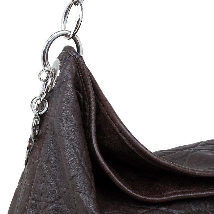 Pre Owned Dior Brown Quilted Cannage Soft Leather Large Hobo