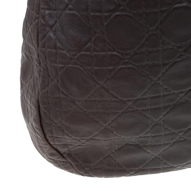 Pre Owned Dior Brown Quilted Cannage Soft Leather Large Hobo