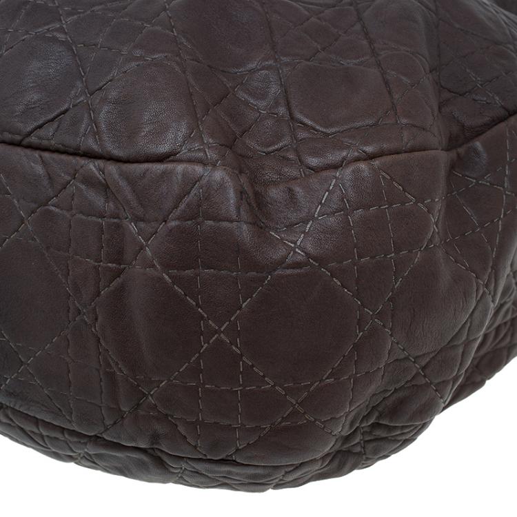 Pre Owned Dior Brown Quilted Cannage Soft Leather Large Hobo