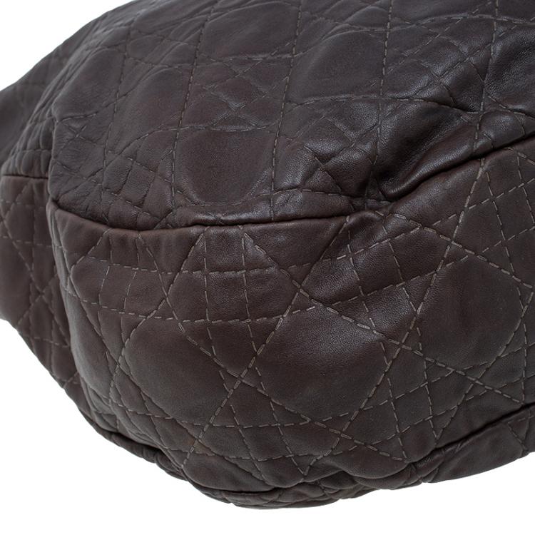 Pre Owned Dior Brown Quilted Cannage Soft Leather Large Hobo