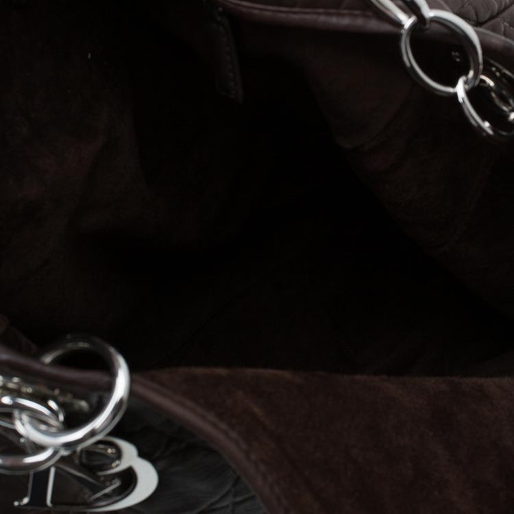 Pre Owned Dior Brown Quilted Cannage Soft Leather Large Hobo