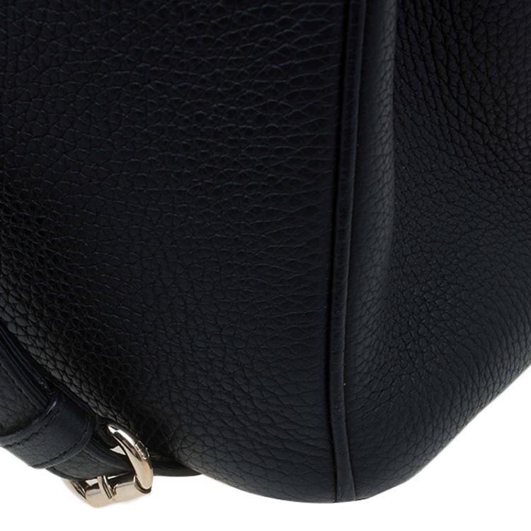 Pre Owned Dior Black Pebbled Leather Medium Diorissimo Shopper Tote