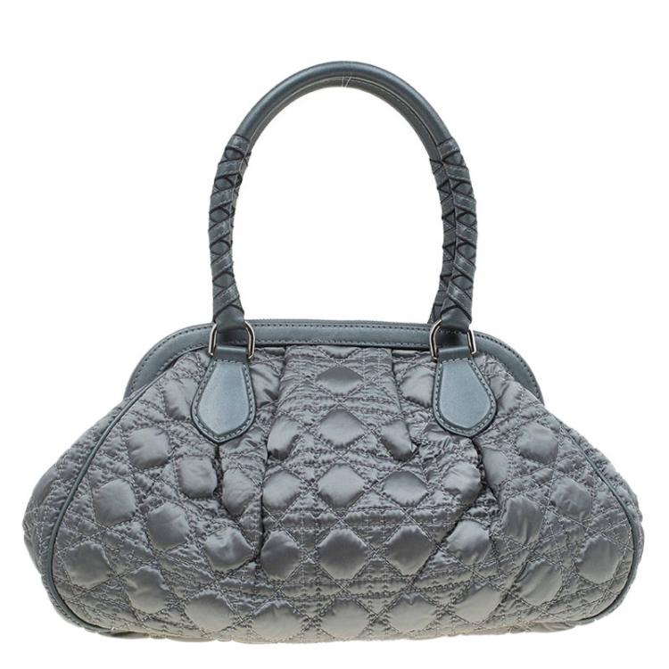 Pre Owned Dior Metallic Green Cannage Quilted Satin Charming Doctor Bag