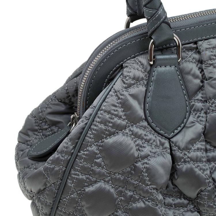 Pre Owned Dior Metallic Green Cannage Quilted Satin Charming Doctor Bag