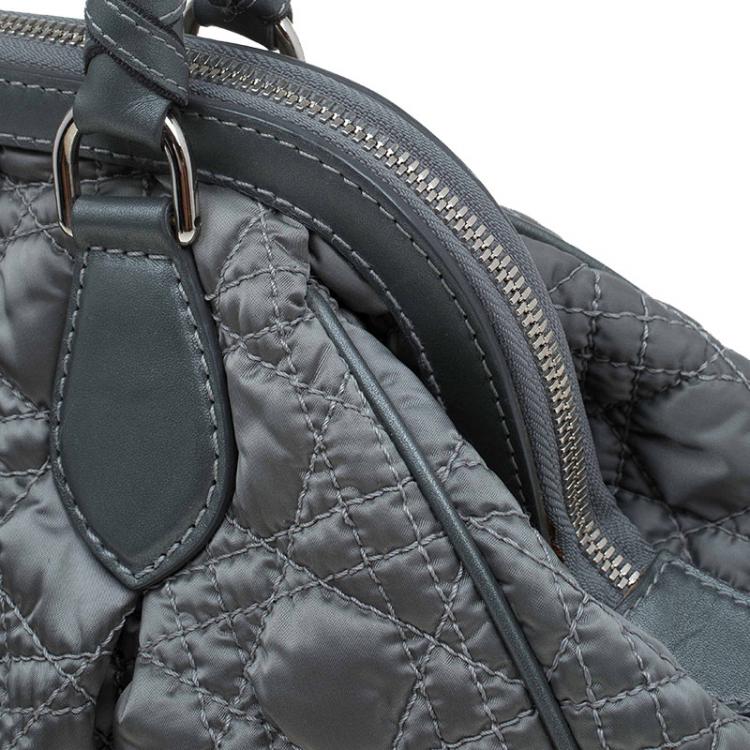 Pre Owned Dior Metallic Green Cannage Quilted Satin Charming Doctor Bag