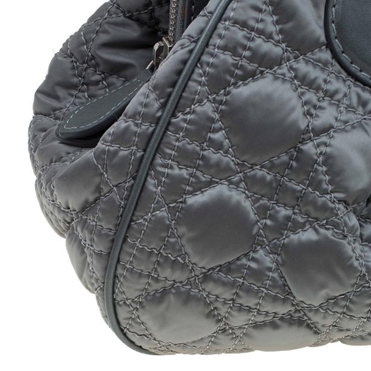 Pre Owned Dior Metallic Green Cannage Quilted Satin Charming Doctor Bag