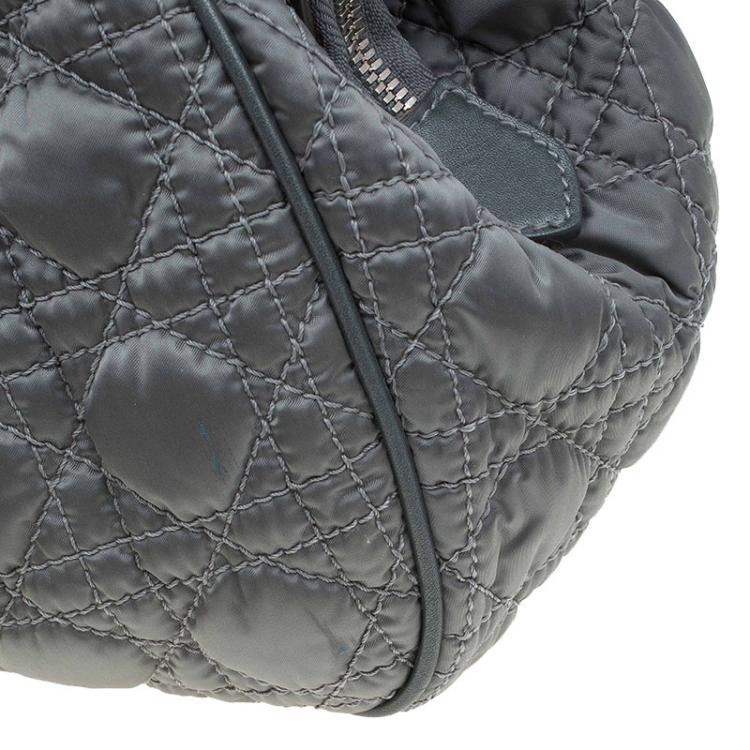 Pre Owned Dior Metallic Green Cannage Quilted Satin Charming Doctor Bag