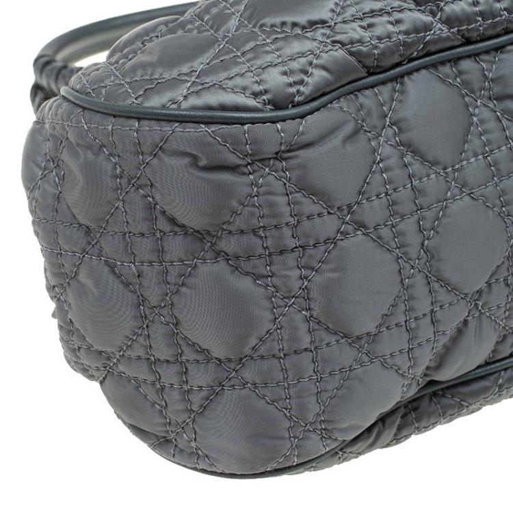 Pre Owned Dior Metallic Green Cannage Quilted Satin Charming Doctor Bag