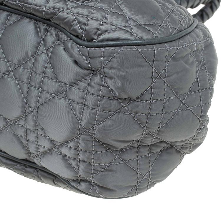 Pre Owned Dior Metallic Green Cannage Quilted Satin Charming Doctor Bag