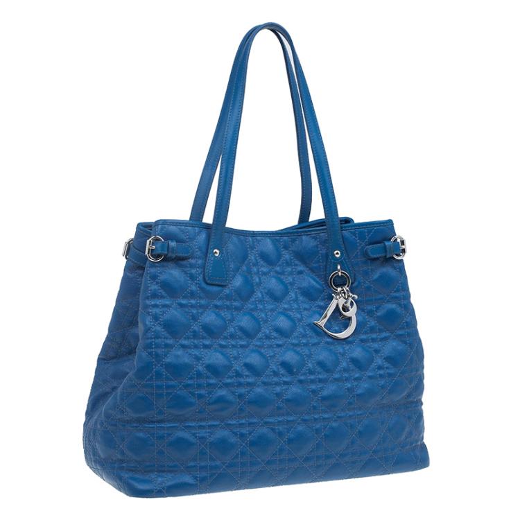 Pre Owned Dior Blue Coated Canvas Medium Panarea Shopper Tote