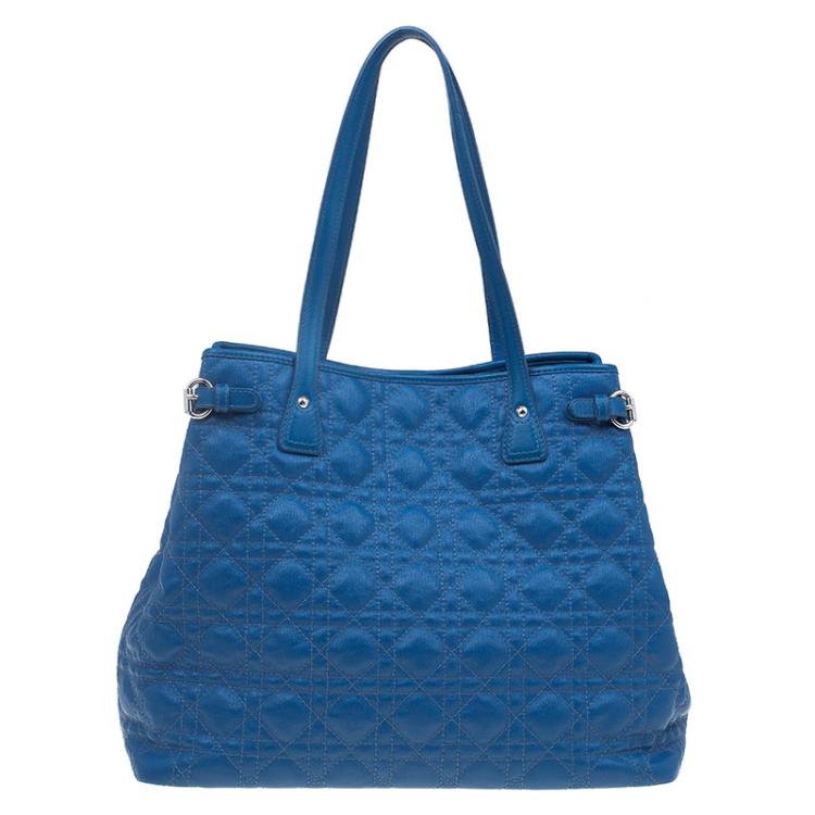 Pre Owned Dior Blue Coated Canvas Medium Panarea Shopper Tote