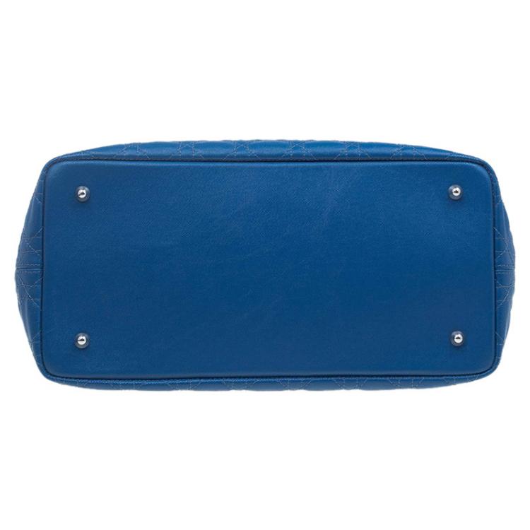 Pre Owned Dior Blue Coated Canvas Medium Panarea Shopper Tote