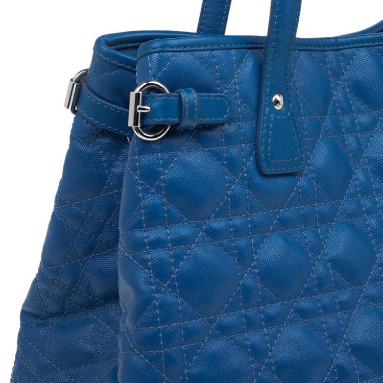 Pre Owned Dior Blue Coated Canvas Medium Panarea Shopper Tote