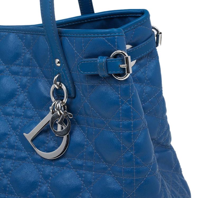 Pre Owned Dior Blue Coated Canvas Medium Panarea Shopper Tote