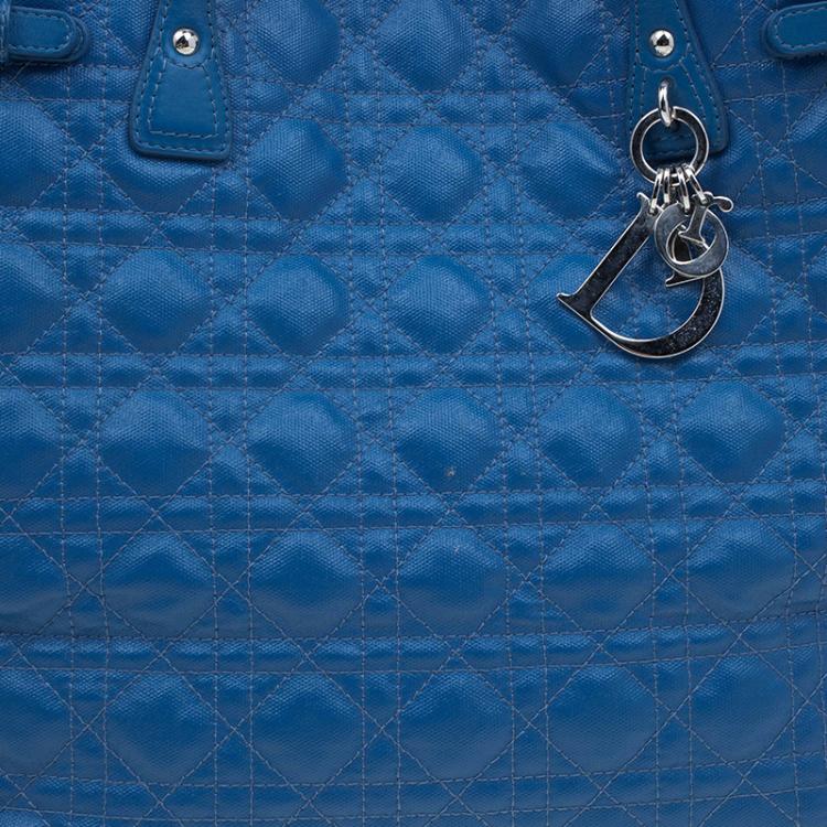 Pre Owned Dior Blue Coated Canvas Medium Panarea Shopper Tote