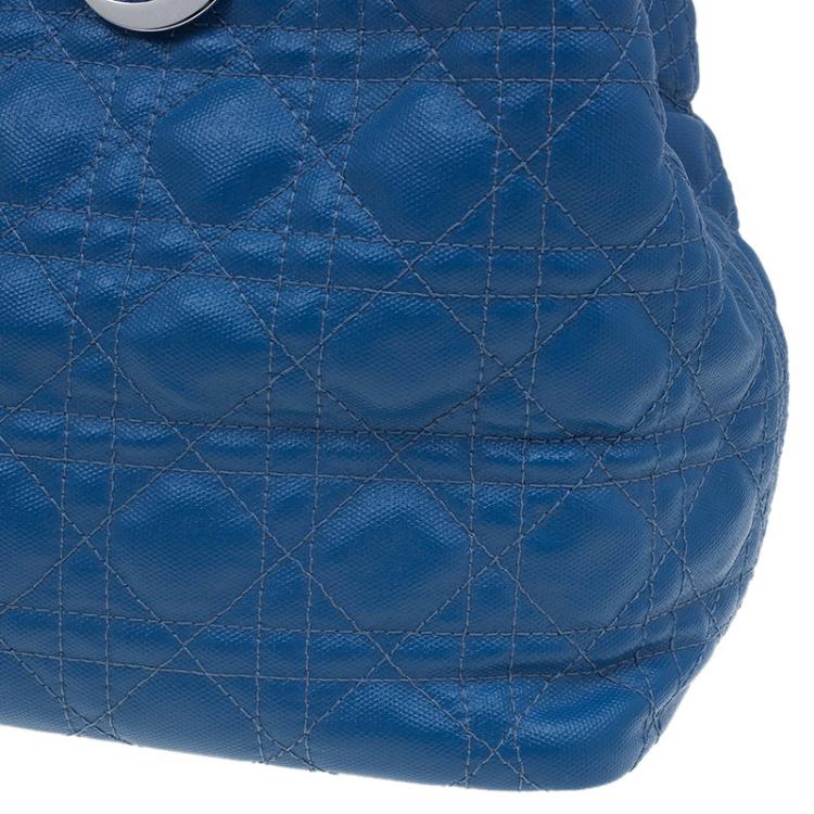 Pre Owned Dior Blue Coated Canvas Medium Panarea Shopper Tote