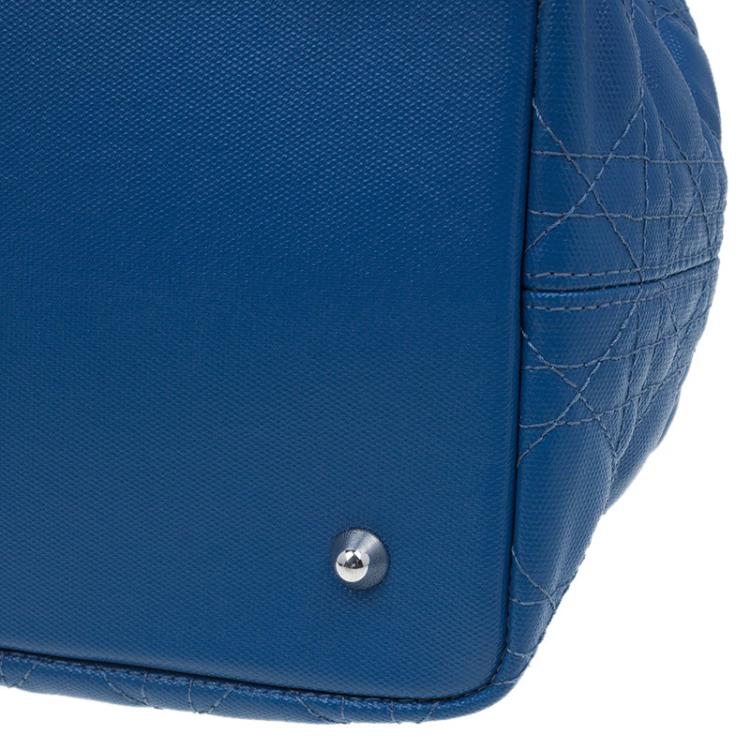 Pre Owned Dior Blue Coated Canvas Medium Panarea Shopper Tote