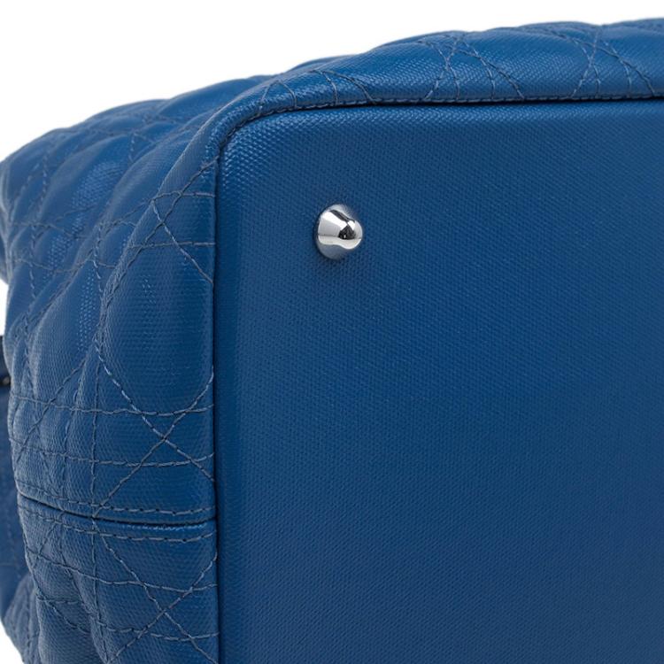 Pre Owned Dior Blue Coated Canvas Medium Panarea Shopper Tote