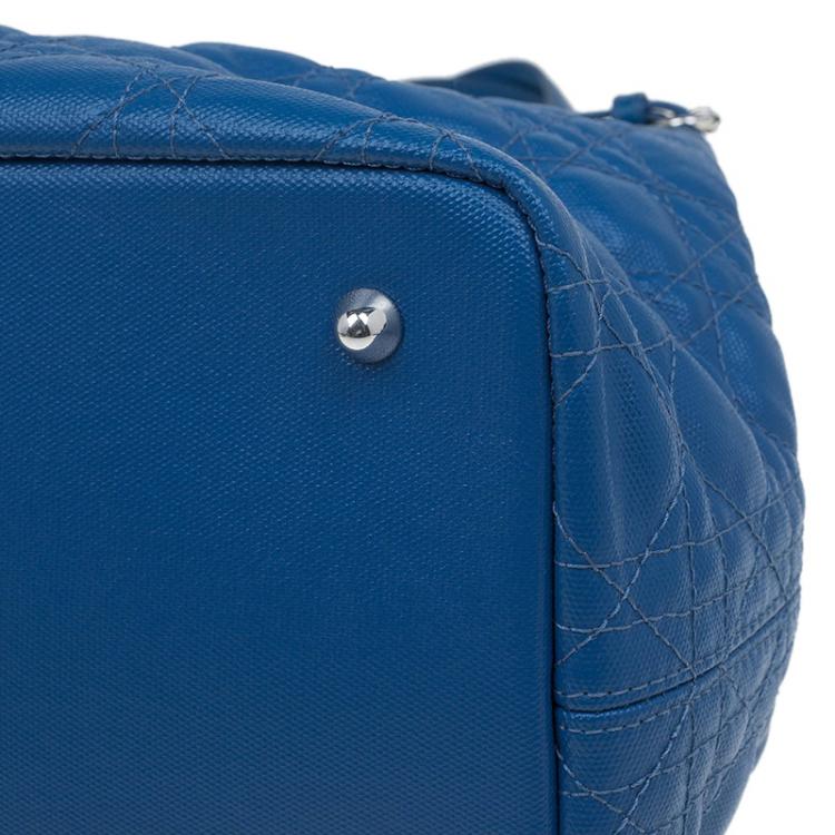 Pre Owned Dior Blue Coated Canvas Medium Panarea Shopper Tote