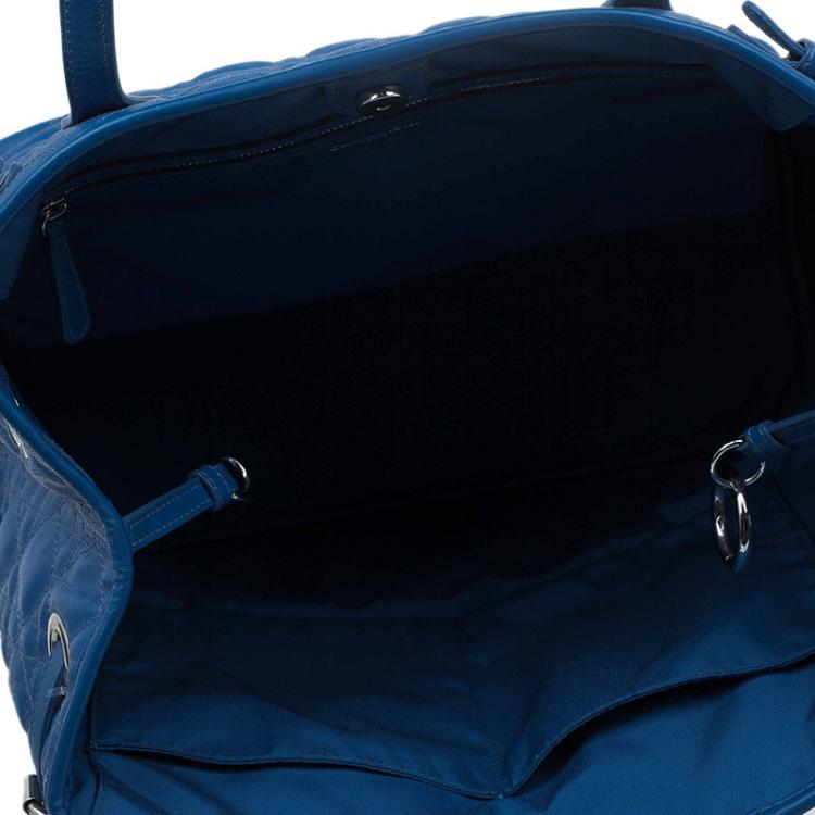 Pre Owned Dior Blue Coated Canvas Medium Panarea Shopper Tote
