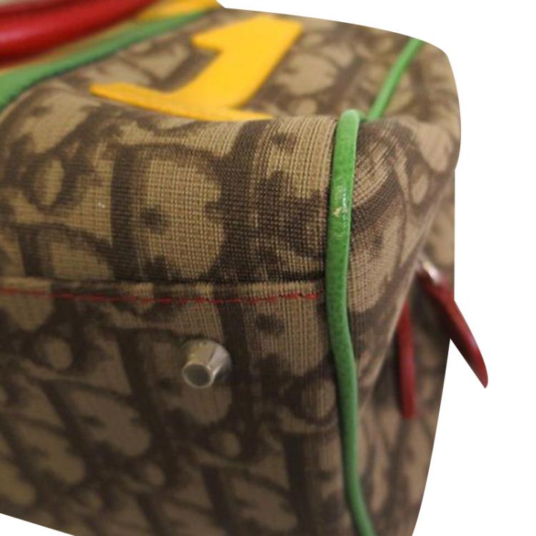 Pre Owned Christian Dior Beige PVC/Leather Rasta Collection Boston Bag