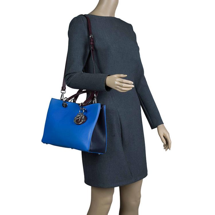Pre Owned Dior Tri Color Leather Medium Diorissimo Shopper Tote