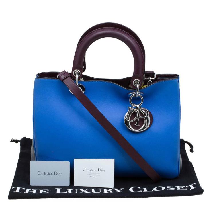 Pre Owned Dior Tri Color Leather Medium Diorissimo Shopper Tote