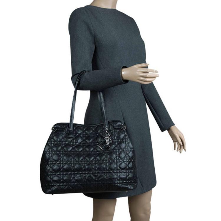 Pre Owned Dior Black Coated Canvas Medium Panarea Shopper Tote