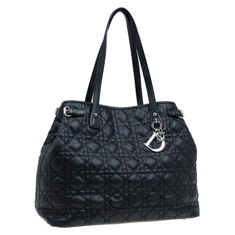 Pre Owned Dior Black Coated Canvas Medium Panarea Shopper Tote
