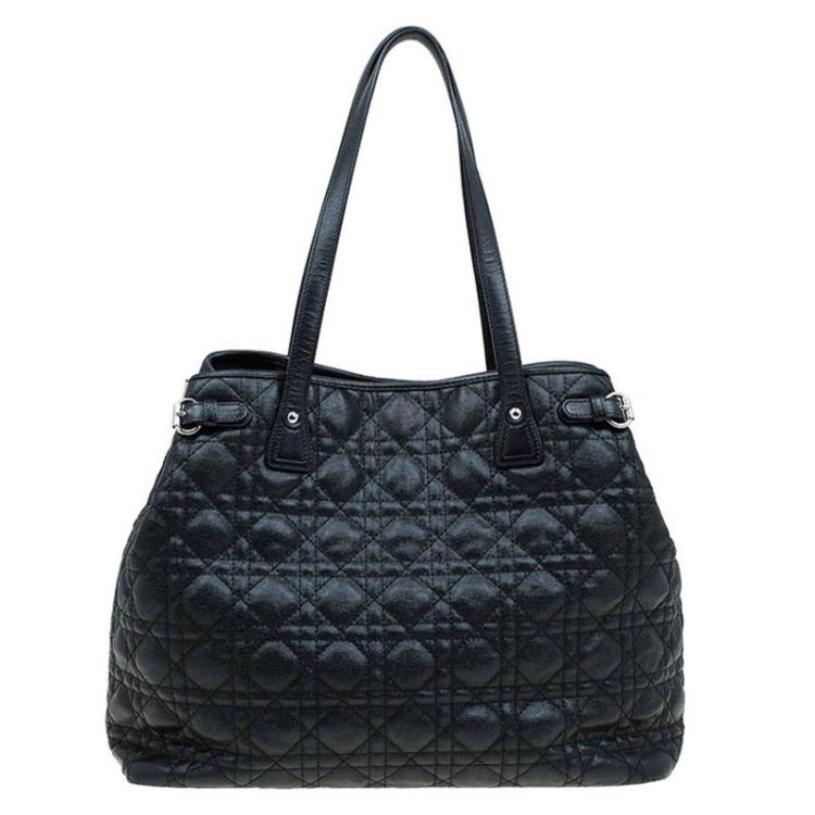 Pre Owned Dior Black Coated Canvas Medium Panarea Shopper Tote