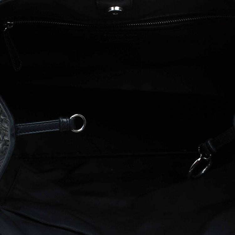 Pre Owned Dior Black Coated Canvas Medium Panarea Shopper Tote
