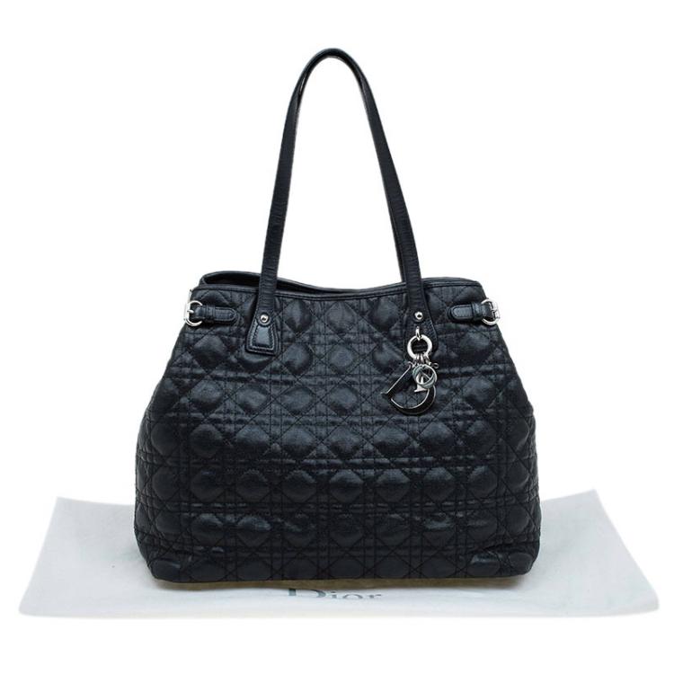 Pre Owned Dior Black Coated Canvas Medium Panarea Shopper Tote